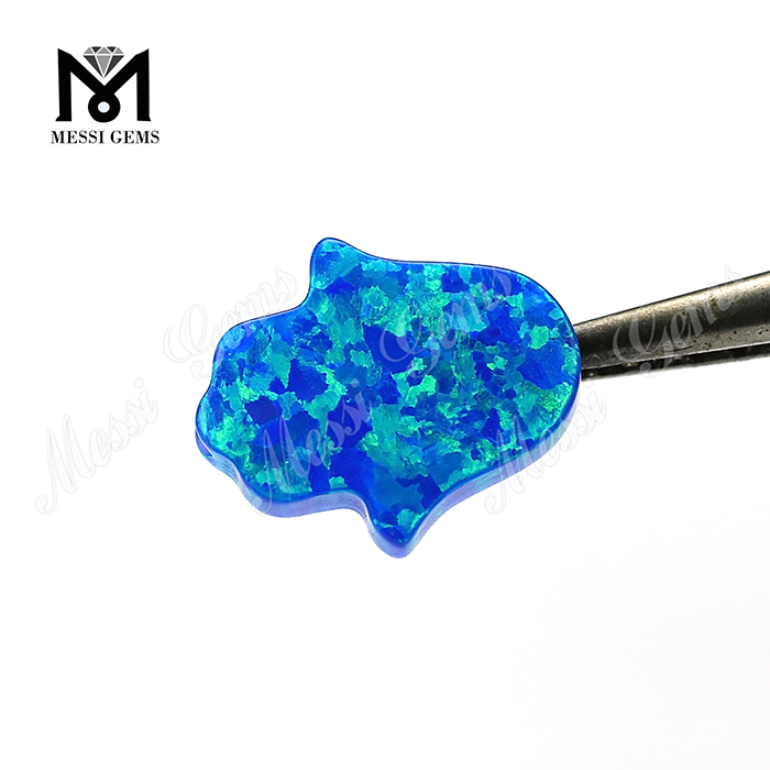 Precio de ópalo de fuego azul Hamsa de ópalo sintético al por mayor