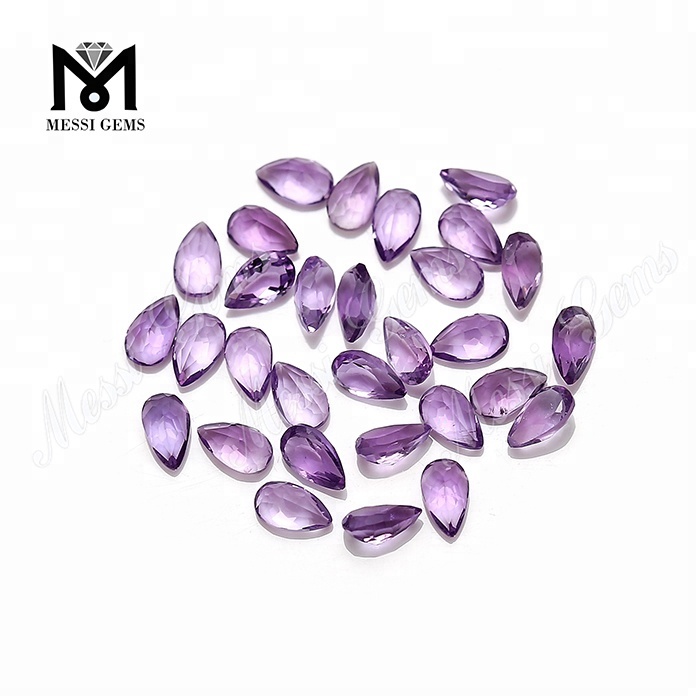 Precio de fábrica, piedra de amatista natural suelta cortada en pera de 3x5mm, precio