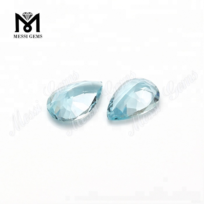 Fábrica de Wuzhou piedras preciosas sueltas 8*12mm pera aguamarina precio de piedra