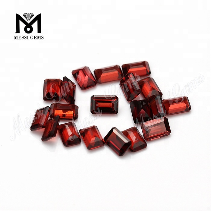 Venta al por mayor de piedra granate roja natural de corte esmeralda de 4*6mm