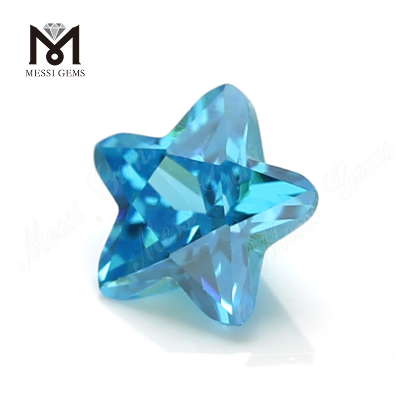 wuzhou 7x7mm en forma de estrella aqua blue cz piedras sueltas