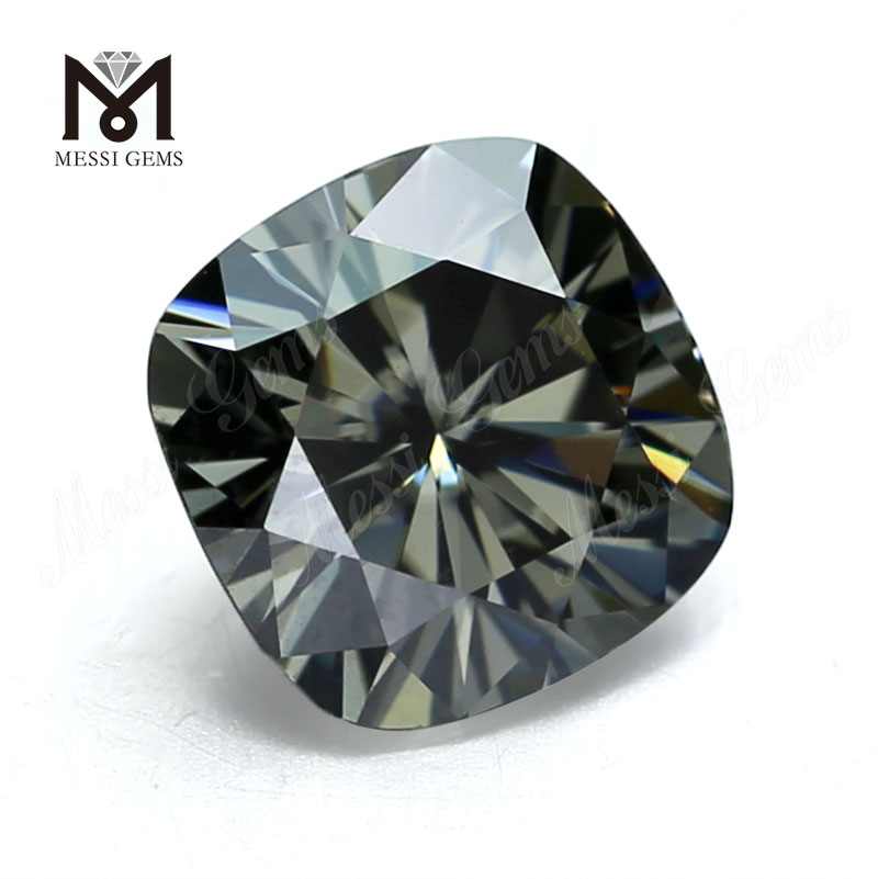 Venta al por mayor diamante sintético corte cojín gris moissanite suelto