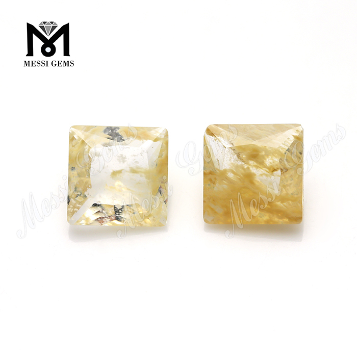 Piedra preciosa de cristal de cuarzo rutilado de corte cuadrado de 9x9MM a precio de fábrica