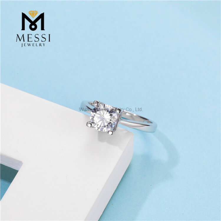 Venta al por mayor de anillos chapados en oro de 14k y 18k, anillo de plata de ley 925, anillo de moissanita de 1 quilate