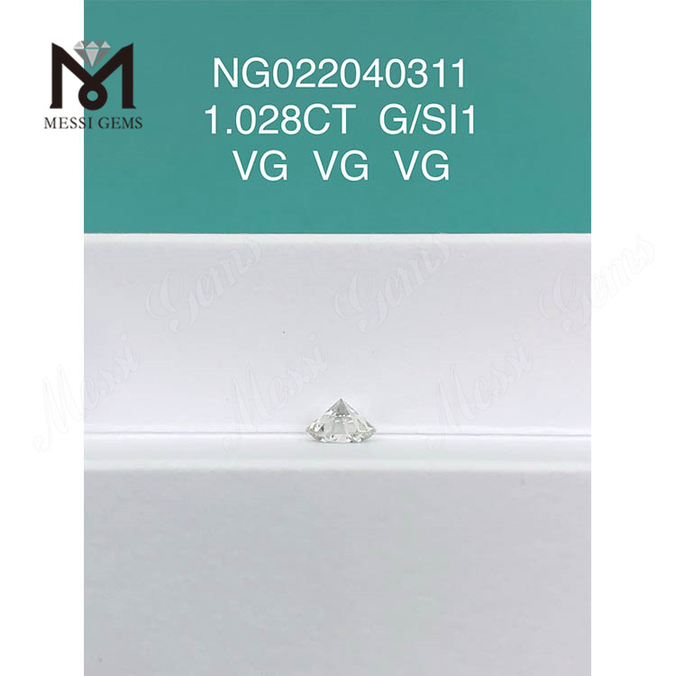 G 1.028ct SI1 diamante blanco cultivado en laboratorio Redondo EX CORTE