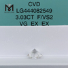 3,03 ct F VS2 Diamantes de laboratorio redondos Grado de corte VG