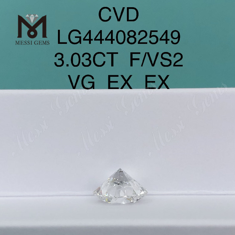 3,03 ct F VS2 Diamantes de laboratorio redondos Grado de corte VG