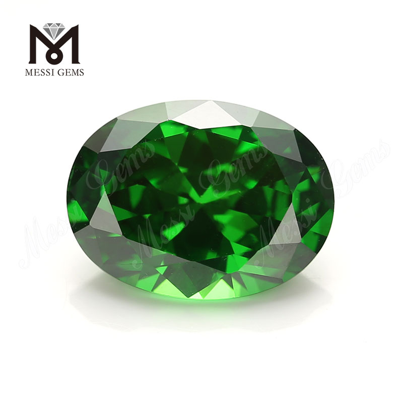 Piedras de zirconia cúbica cz verde esmeralda de forma ovalada al por mayor de 13x18mm