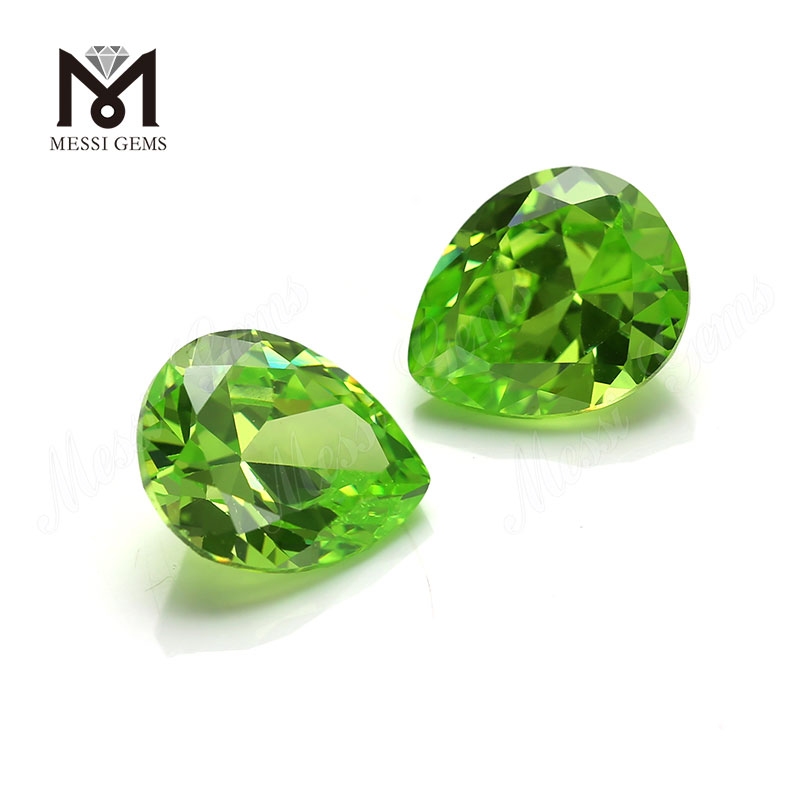 Precio de fábrica pera 10x12 mm Piedra preciosa de circonita cúbica verde manzana