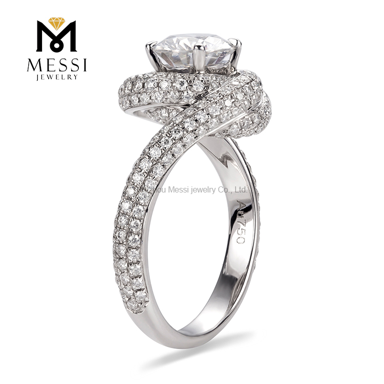Anillos de oro para bodas Moda 14K 18K oro blanco Compromiso personalizado anillos de moissanite