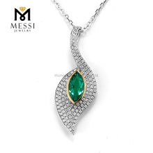 14k 18k oro blanco 0.8ct MQ Esmeralda collar de moda de piedras preciosas al por mayor