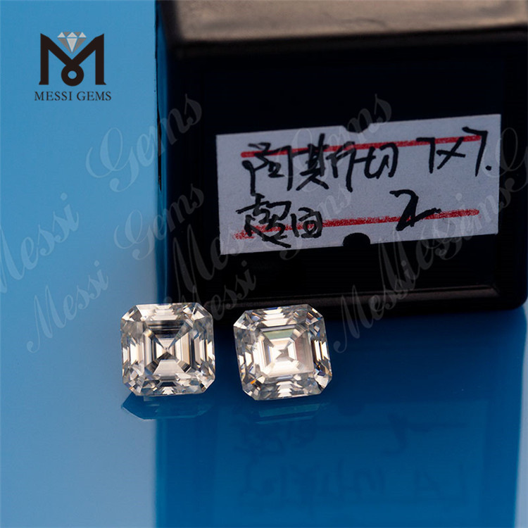 China Piedras sueltas Fabricante 7x7mm DEF White Asscher Cut Moissanite suelto para la venta