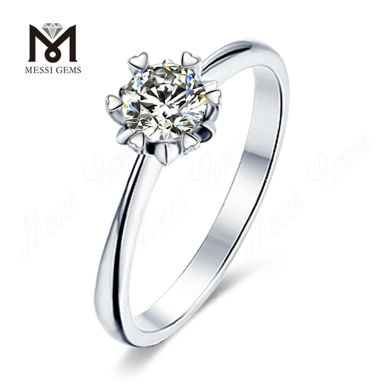 Messi Gems anillo de plata de ley 925 con diamante moissanite de 1 quilate