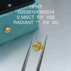 0.585ct FIY VS2 EX VG diamante radiante creado en laboratorio