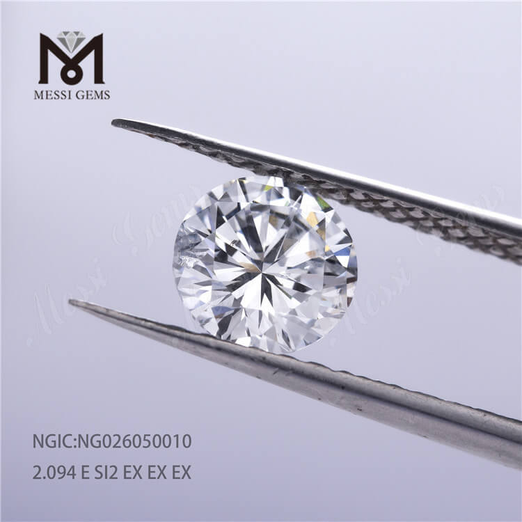 Certificado HPHT CVD NGIC de corte redondo de diamantes cultivados en laboratorio de 2.09ct E SI2