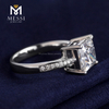 Anillo de diamante cultivado en laboratorio de corte princesa cuadrado Anillo de oro blanco de 14k 18k para joyería de mujer