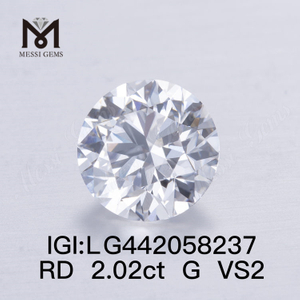 2.02ct G VS2 Lab Grown Diamonds Diamantes sintéticos sueltos de corte redondo IGI