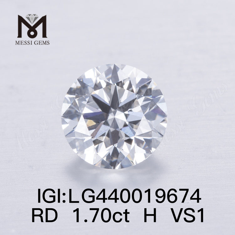 1,70 quilates H VS1 IDEAL Diamante redondo cultivado en laboratorio costo por quilate
