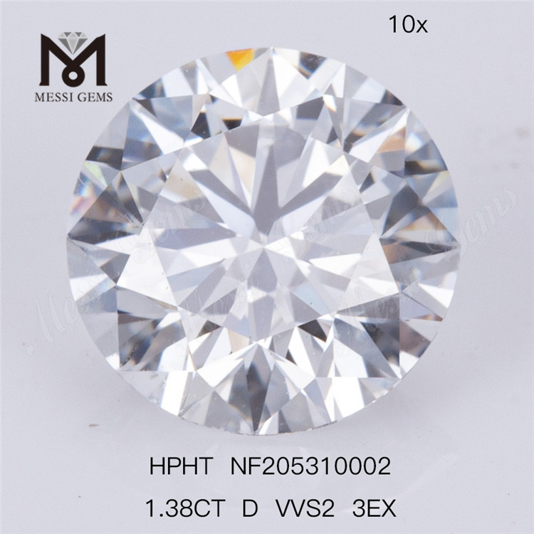 1,38 quilates D VVS2 3EX en existencia Diamante suelto HPHT cultivado en laboratorio para joyería