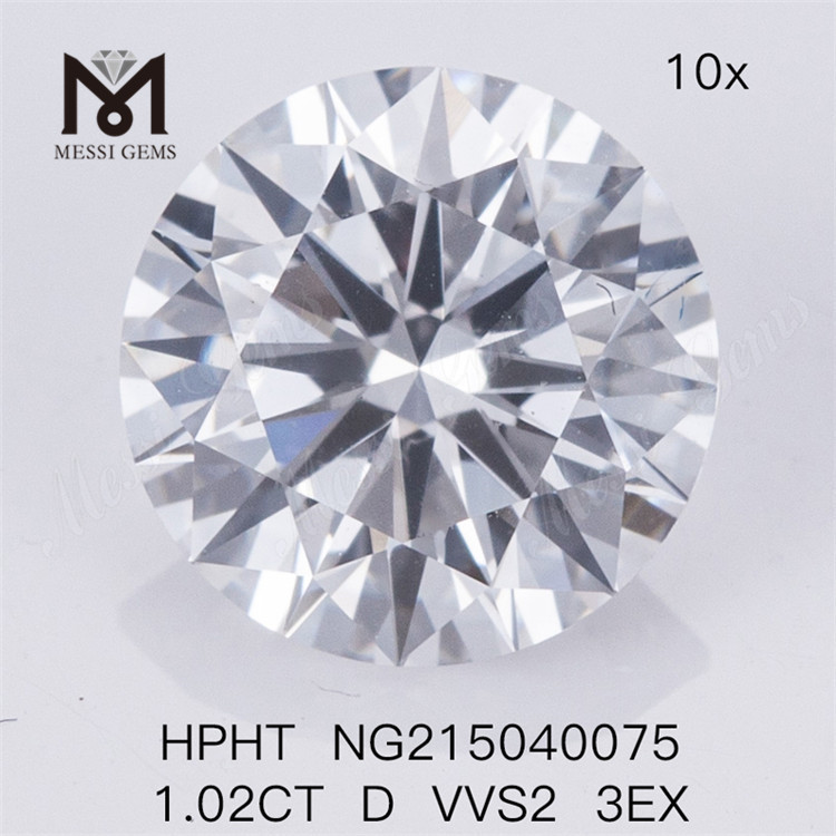 Diamantes de laboratorio HPHT D VVS2 3EX RD de 1,02 quilates