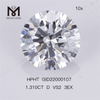 1.310ct D VS2 ID 3EX Corte redondo Diamante cultivado en laboratorio Precio de fábrica HPHT 
