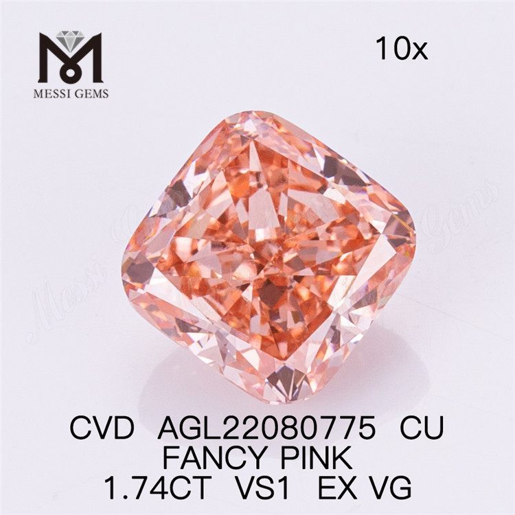 1.74CT ROSA DE LUJO VS1 EX VG CU diamante de laboratorio CVD AGL22080775 