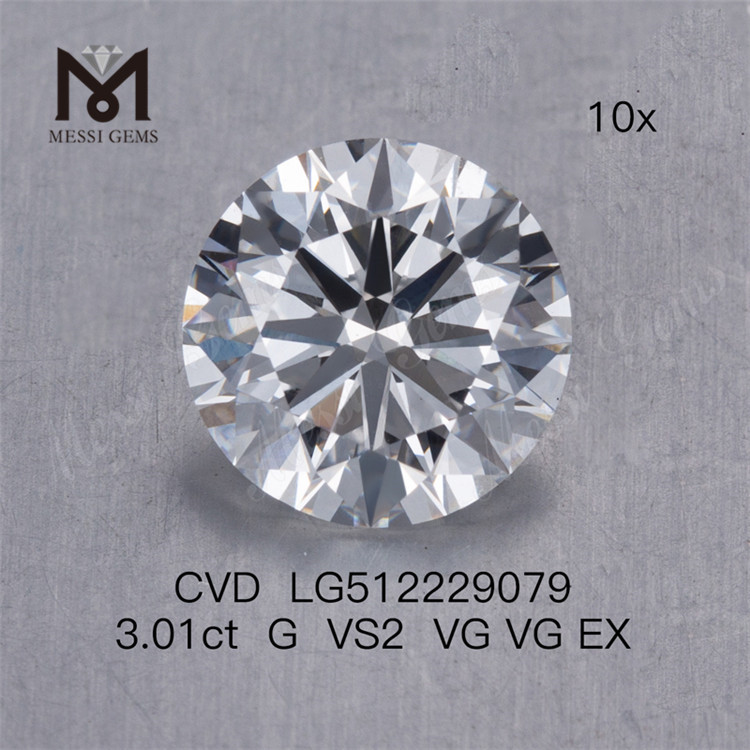  3.01CT G cvd diamante al por mayor vs precio al por mayor de diamantes hechos por el hombre