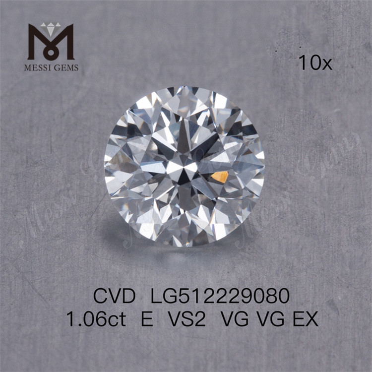 Venta al por mayor de diamantes cvd E de 1,06 quilates frente al fabricante de diamantes cultivados en laboratorio redondo EX