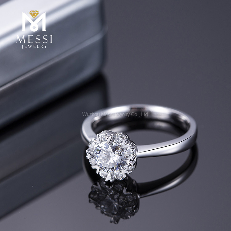 Oro blanco de 18k 0.56ct D VVS2 anillo de diamantes de laboratorio platino boda anillo de diamantes hecho por el hombre
