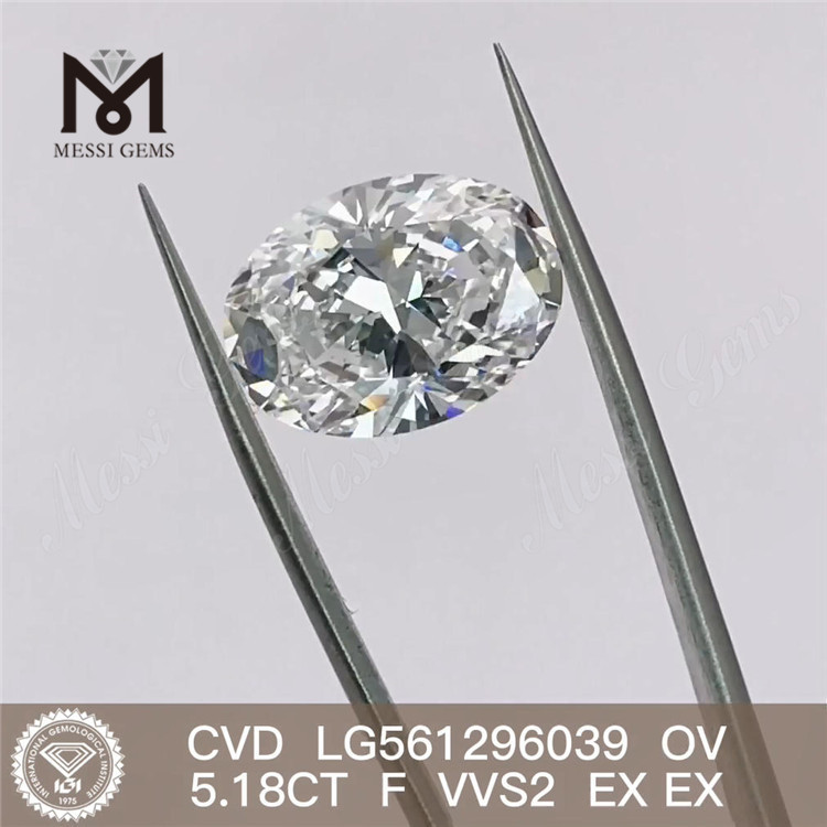 5.18CT OV F VVS2 EX EX LG561296039 diamante cultivado en laboratorio CVD 