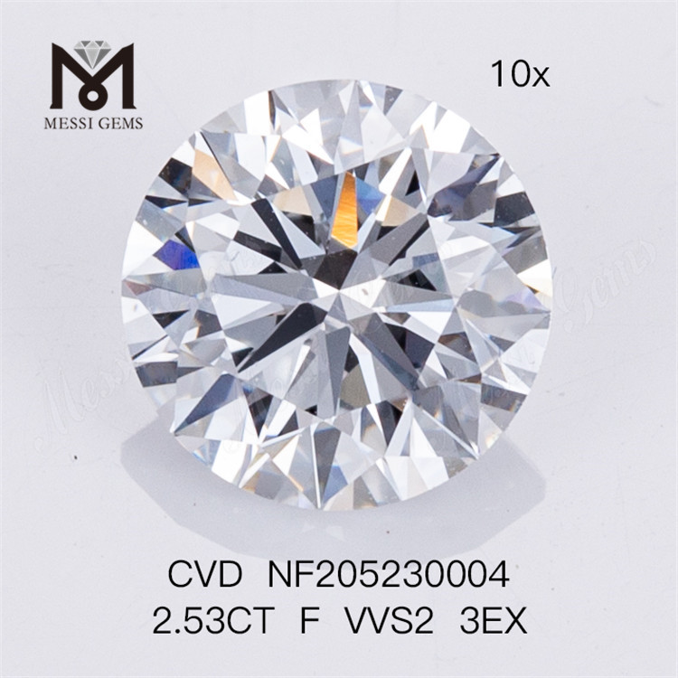2.53ct F VVS2 3EX forma redonda diamantes hechos en fábrica