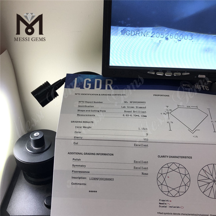 1,15 quilates D VS2 3EX precio de fábrica sueltos redondos brillantes mejores diamantes creados en laboratorio en línea