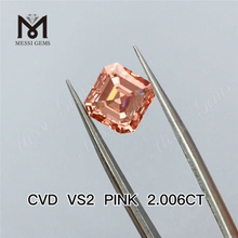 2.006ct rosa Asscher Cut diamantes cultivados en laboratorio precio al por mayor Diamante rosa de laboratorio barato