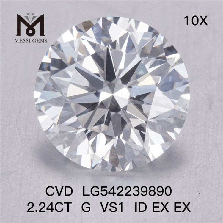 Diamante de laboratorio CVD de 2,24 ct G VS1 Diamante redondo cultivado en laboratorio 3EX precio económico