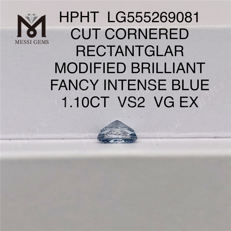 1.10CT HPHT RECTANTGLAR FANCY INTENSE BLUE VS2 VG EX diamante cultivado en laboratorio LG555269081