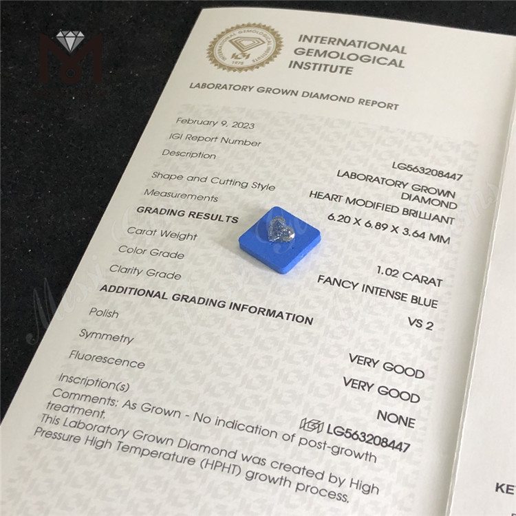1.02CT HS FANCY AZUL INTENSO VS2 VG VG diamante cultivado en laboratorio HPHT LG563208447