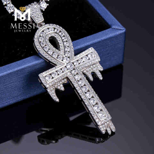 Colgante de plata personalizado vendedor caliente de los hombres de la joyería del hip-hop de la cruz