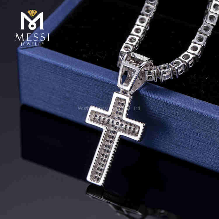 Colgante clásico de hip hop, collar cruzado de latón/cobre/plata para padre