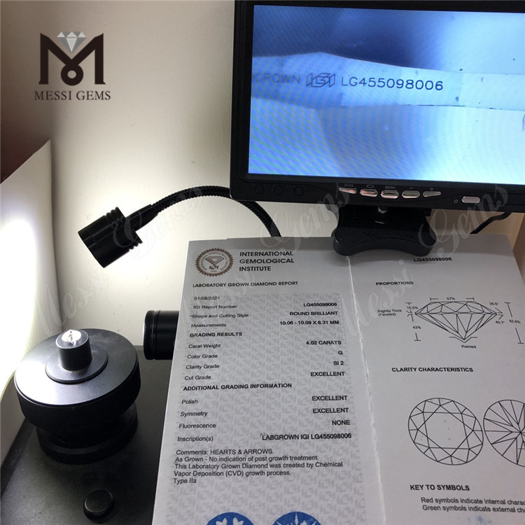 4.02CT G rd mejor venta diamante de laboratorio suelto 3EX rd diamante cvd suelto en oferta
