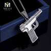 Cadenas de rapero Pistola Hip Hop Joyería de plata Moissanite Collar de piedra