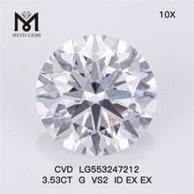 3.53CT G VS2 ID EX EX Diamante cultivado en laboratorio Diamantes sintéticos sueltos de corte redondo IGI