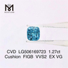 1.27ct FIG Cojín de corte VVS laboratorio creado diamante azul 6.55X5.93X3.97MM