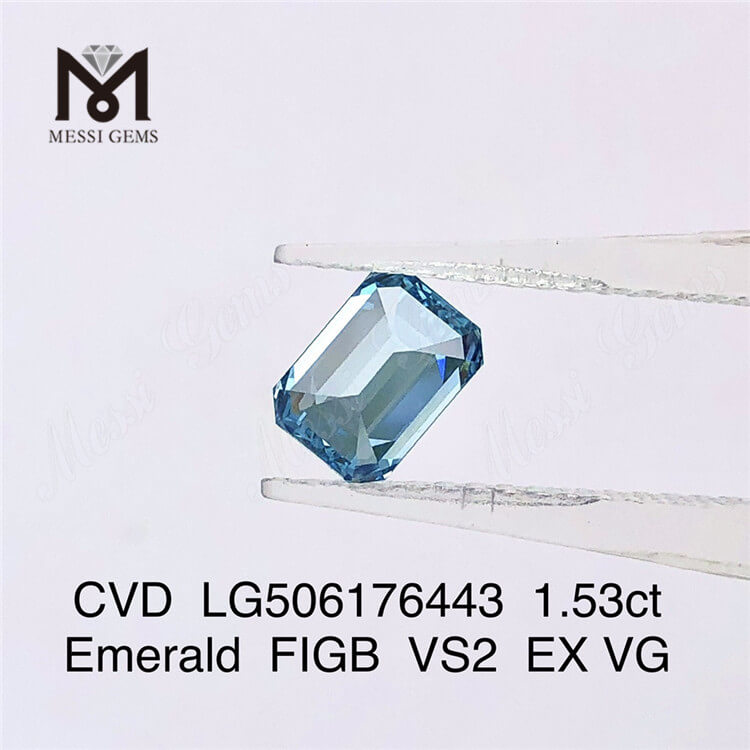 Diamante cultivado en laboratorio de talla esmeralda de 1,53 quilates Precio al por mayor de diamantes azules