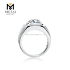 Anillos de plata chapados en oro blanco de 14 quilates y 18 quilates Anillo de moissanita de 9 mm y 3 quilates para hombre