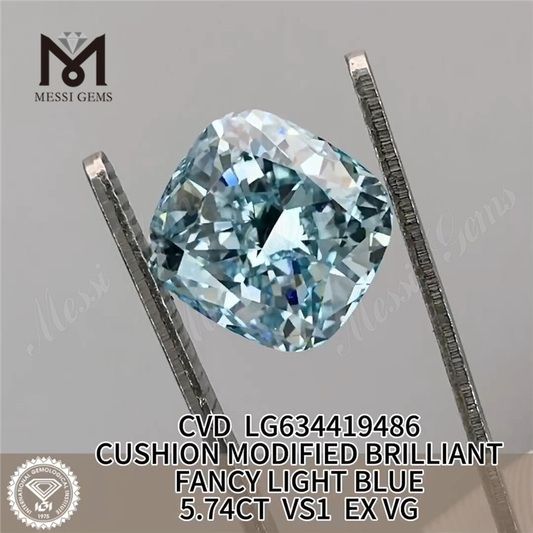 COJÍN 5.74CT MODIFICADO BRILLANTE FANCY AZUL CLARO Diamantes simulados VS1 EX VG CVD LG634419486