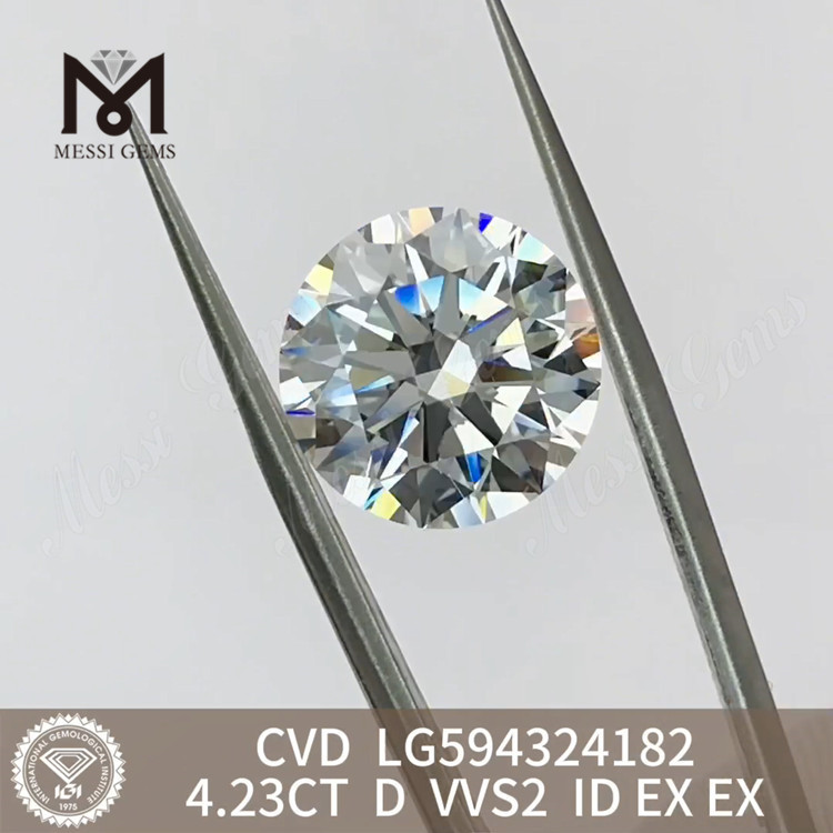 4.23CT D VVS2 ID EX EX redondo cvd diamante cultivado en laboratorio Asequible LG594324182 丨Messigems