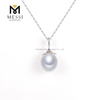 Collar de perlas blancas de agua de mar de plata S925 elegante de 10-12 mm