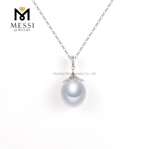 Collar de perlas blancas de agua de mar de plata S925 elegante de 10-12 mm