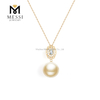 Collar de perlas doradas de los mares del sur, agua de mar, oro de 18 quilates, 12-13 mm