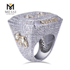 Los anillos CD Hiphop con diamantes de laboratorio de oro blanco de 18 quilates para hombres hacen una declaración de moda audaz